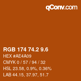 カラーコード: RGB 174 74.2 9.6 | qconv.com