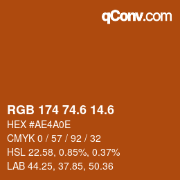 カラーコード: RGB 174 74.6 14.6 | qconv.com
