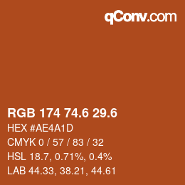 カラーコード: RGB 174 74.6 29.6 | qconv.com