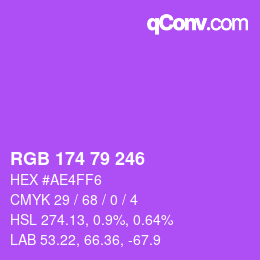 Color code: RGB 174 79 246 | qconv.com
