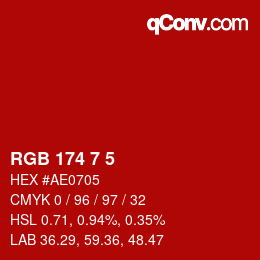 カラーコード: RGB 174 7 5 | qconv.com