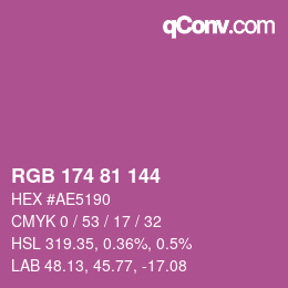 颜色代码: RGB 174 81 144 | qconv.com