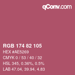Color code: RGB 174 82 105 | qconv.com