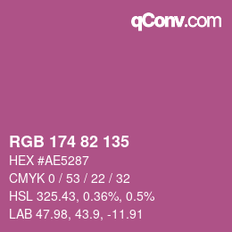 Color code: RGB 174 82 135 | qconv.com