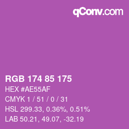 颜色代码: RGB 174 85 175 | qconv.com