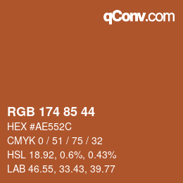 Color code: RGB 174 85 44 | qconv.com