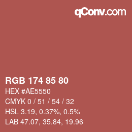 Color code: RGB 174 85 80 | qconv.com