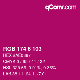 Color code: RGB 174 8 103 | qconv.com