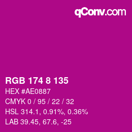 Color code: RGB 174 8 135 | qconv.com