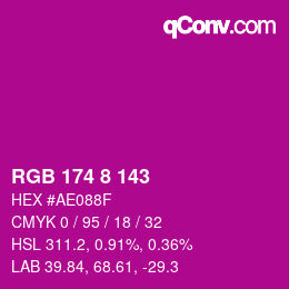 Color code: RGB 174 8 143 | qconv.com