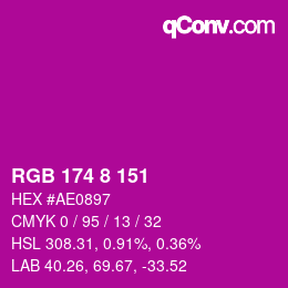 Color code: RGB 174 8 151 | qconv.com