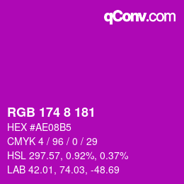颜色代码: RGB 174 8 181 | qconv.com