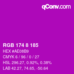 Color code: RGB 174 8 185 | qconv.com