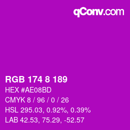 Color code: RGB 174 8 189 | qconv.com