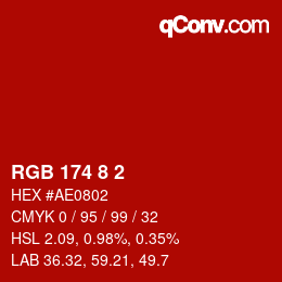 Color code: RGB 174 8 2 | qconv.com