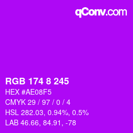 Color code: RGB 174 8 245 | qconv.com