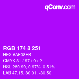 カラーコード: RGB 174 8 251 | qconv.com
