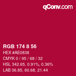 Color code: RGB 174 8 56 | qconv.com