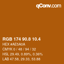 カラーコード: RGB 174 90.8 10.4 | qconv.com