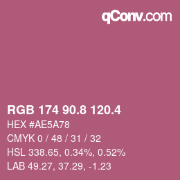 カラーコード: RGB 174 90.8 120.4 | qconv.com