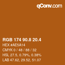 カラーコード: RGB 174 90.8 20.4 | qconv.com