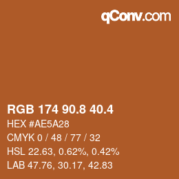カラーコード: RGB 174 90.8 40.4 | qconv.com