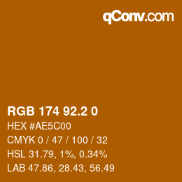 カラーコード: RGB 174 92.2 0 | qconv.com