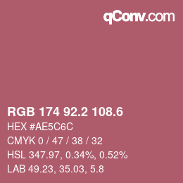 カラーコード: RGB 174 92.2 108.6 | qconv.com