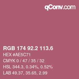 カラーコード: RGB 174 92.2 113.6 | qconv.com