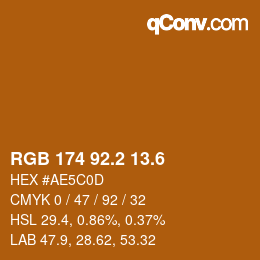 カラーコード: RGB 174 92.2 13.6 | qconv.com
