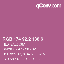 カラーコード: RGB 174 92.2 138.6 | qconv.com