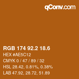カラーコード: RGB 174 92.2 18.6 | qconv.com