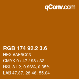 カラーコード: RGB 174 92.2 3.6 | qconv.com