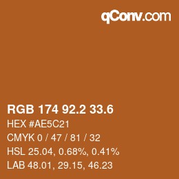 カラーコード: RGB 174 92.2 33.6 | qconv.com