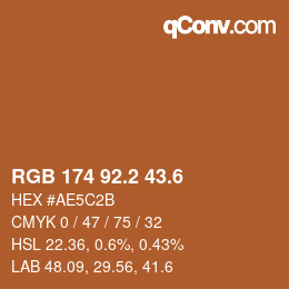 カラーコード: RGB 174 92.2 43.6 | qconv.com