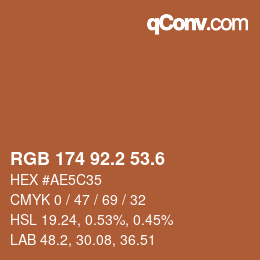 カラーコード: RGB 174 92.2 53.6 | qconv.com