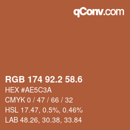 カラーコード: RGB 174 92.2 58.6 | qconv.com