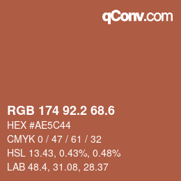 カラーコード: RGB 174 92.2 68.6 | qconv.com