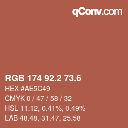 カラーコード: RGB 174 92.2 73.6 | qconv.com