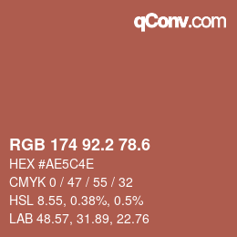 カラーコード: RGB 174 92.2 78.6 | qconv.com