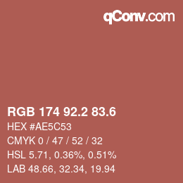 カラーコード: RGB 174 92.2 83.6 | qconv.com