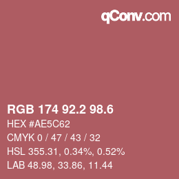 カラーコード: RGB 174 92.2 98.6 | qconv.com