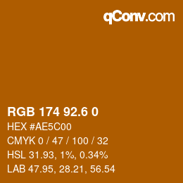 カラーコード: RGB 174 92.6 0 | qconv.com