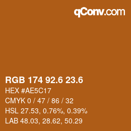 カラーコード: RGB 174 92.6 23.6 | qconv.com