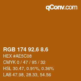 カラーコード: RGB 174 92.6 8.6 | qconv.com