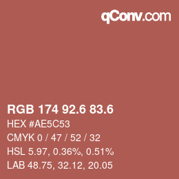 カラーコード: RGB 174 92.6 83.6 | qconv.com