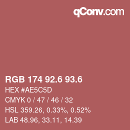 カラーコード: RGB 174 92.6 93.6 | qconv.com