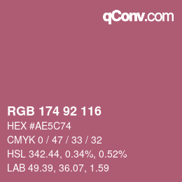 颜色代码: RGB 174 92 116 | qconv.com