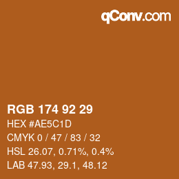 Color code: RGB 174 92 29 | qconv.com