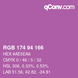 Color code: RGB 174 94 166 | qconv.com